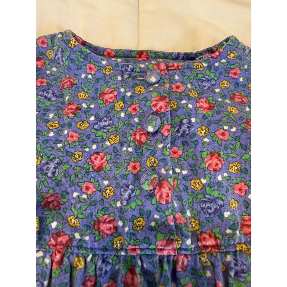 Excellent Condition Rare Vintage Baby B'gosh Floral Long-Sleeve Romper 12 Months
